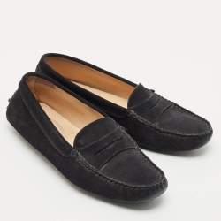 Tod's Black Suede Slip On Loafers Size 38