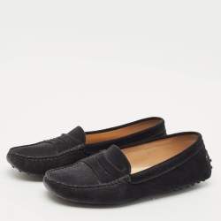 Tod's Black Suede Slip On Loafers Size 38