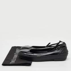 Tod's Black Patent Leather Ankle Strap Ballet Flats Size 38