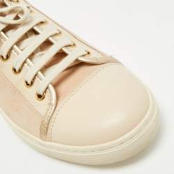 Tod's Beige Leather and Suede Lace Up Sneakers Size 40