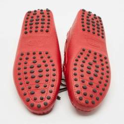 Tod's Red Leather Bow Slip On Loafers Size 38