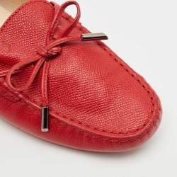 Tod's Red Leather Bow Slip On Loafers Size 38