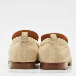 Tod's Beige Suede T Logo Penny Loafers Size 38.5