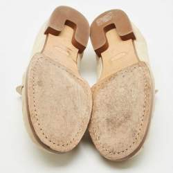 Tod's Beige Suede T Logo Penny Loafers Size 38.5