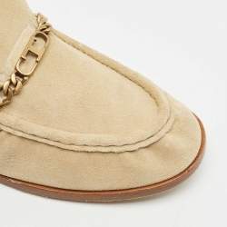 Tod's Beige Suede T Logo Penny Loafers Size 38.5
