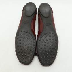 Tod's Brown/Burgundy Suede and Patent Leather Bow Ballet Flats Size 39