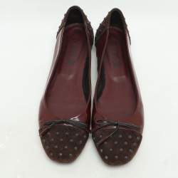 Tod's Brown/Burgundy Suede and Patent Leather Bow Ballet Flats Size 39