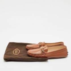 Tod's Brown Leather T Timeless Slip On Loafers Size 37