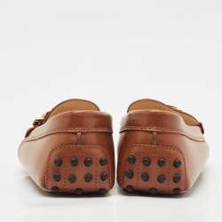 Tod's Brown Leather T Timeless Slip On Loafers Size 37