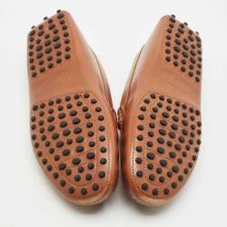 Tod's Brown Leather T Timeless Slip On Loafers Size 37