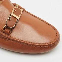 Tod's Brown Leather T Timeless Slip On Loafers Size 37