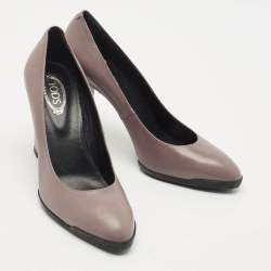 Tod's Dark Lilac Leather Block Heel Pumps Size 40