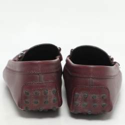 Tod's Burgundy Leather Double T Court Loafers Size 39.5
