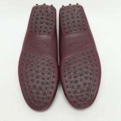 Tod's Burgundy Leather Double T Court Loafers Size 39.5