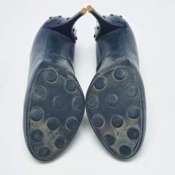 Pre Owned Tod's Navy Blue Leather Round Toe Pumps Size 39