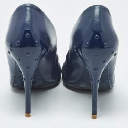Pre Owned Tod's Navy Blue Leather Round Toe Pumps Size 39