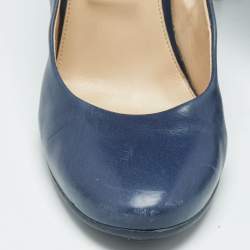 Pre Owned Tod's Navy Blue Leather Round Toe Pumps Size 39
