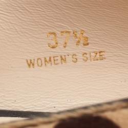 Pre Owned حذاء باليرينا فلات تودز جلد أسود/بني ونقشة الفهد شعر العجل ماري جين مقاس 37.5