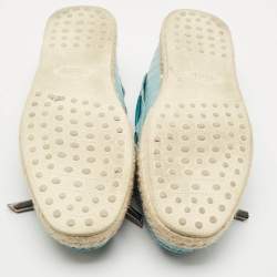 Pre Owned Tod's Blue Croc Embossed Leather Espadrille Loafers Size 39