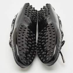 مملوكة مسبقًا Tod's Black Patent Leather Bow Slip On Loafers Size 36