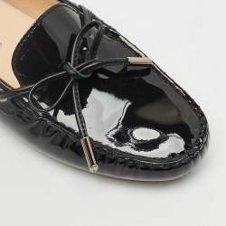 مملوكة مسبقًا Tod's Black Patent Leather Bow Slip On Loafers Size 36