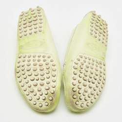 Pre Owned Tod's Neon Green Two-Tone Leather Slip On Loafers Size 36