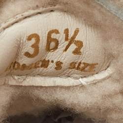 Pre Owned Tod's Brown/Off White Leather and Shearling Fur Kate Slip On Loafers Size 36.5