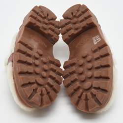 Pre Owned Tod's Brown/Off White Leather and Shearling Fur Kate Slip On Loafers Size 36.5