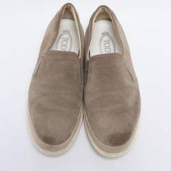 Pre Owned Tod's Beige Suede Slip On Sneakers Size 40