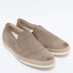 Pre Owned Tod's Beige Suede Slip On Sneakers Size 40
