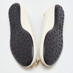 Pre Owned Tod's Off White Leather Studded Ballet Flats Size 38