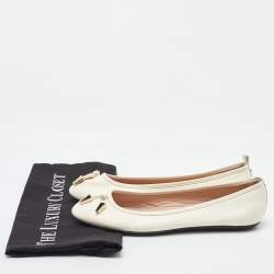 Pre Owned Tod's Off White Leather Studded Ballet Flats Size 38