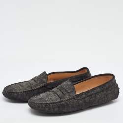 Pre Owned Tod's Dark Grey Suede Slip On Loafers Size 37.5
