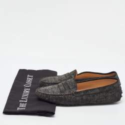 Pre Owned Tod's Dark Grey Suede Slip On Loafers Size 37.5