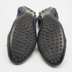 Pre Owned Tod's Blue Suede Buckle Scrunch Ballerina Flats Size 38.5
