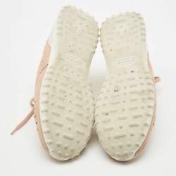Pre Owned Tod's Pink Leather and Suede Sportivo Lace Up Sneakers Size 36