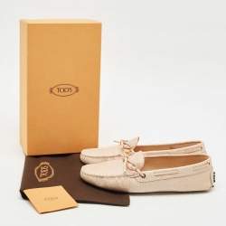 Pre Owned Tod's Beige Texture  Nubuck Leather Penny Loafers Size 41