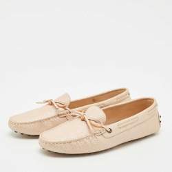 Pre Owned Tod's Beige Texture  Nubuck Leather Penny Loafers Size 41