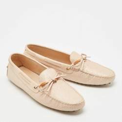 Pre Owned Tod's Beige Texture  Nubuck Leather Penny Loafers Size 41