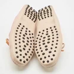 Pre Owned Tod's Beige Texture  Nubuck Leather Penny Loafers Size 41