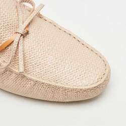 Pre Owned Tod's Beige Texture  Nubuck Leather Penny Loafers Size 41