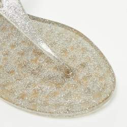 Pre Owned Tod's Silver Jelly Tassel Detail Thong Flat Sandals Size 36