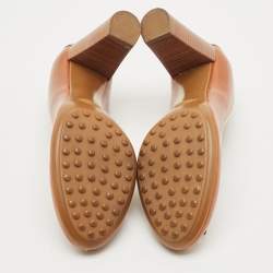Pre Owned Tod's Brown/Cream Leather Loafer Pumps Size 37