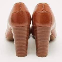 Pre Owned Tod's Brown/Cream Leather Loafer Pumps Size 37