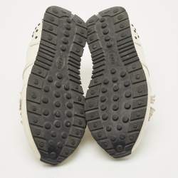 Pre Owned Tod's Cream Leather Fringe Slip On Sneakers Size 38.5