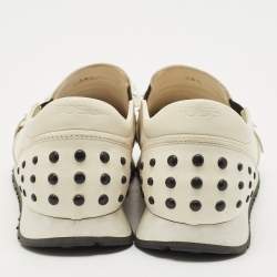 Pre Owned Tod's Cream Leather Fringe Slip On Sneakers Size 38.5