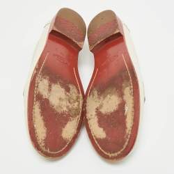 Pre Owned Tod's Cream Croc Embossed Leather Slip On Loafers Size 40