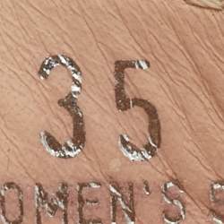 Pre Owned Tod's Silver Leather Double T Slip On Loafers Size 35