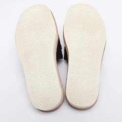 Pre Owned Tod's Navy Blue Leather Tassel Fringe Detail Platform Slide Sandals Size 36