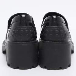 Pre Owned Tod's Black Patent Leather Buckle Loafers Size 35.5